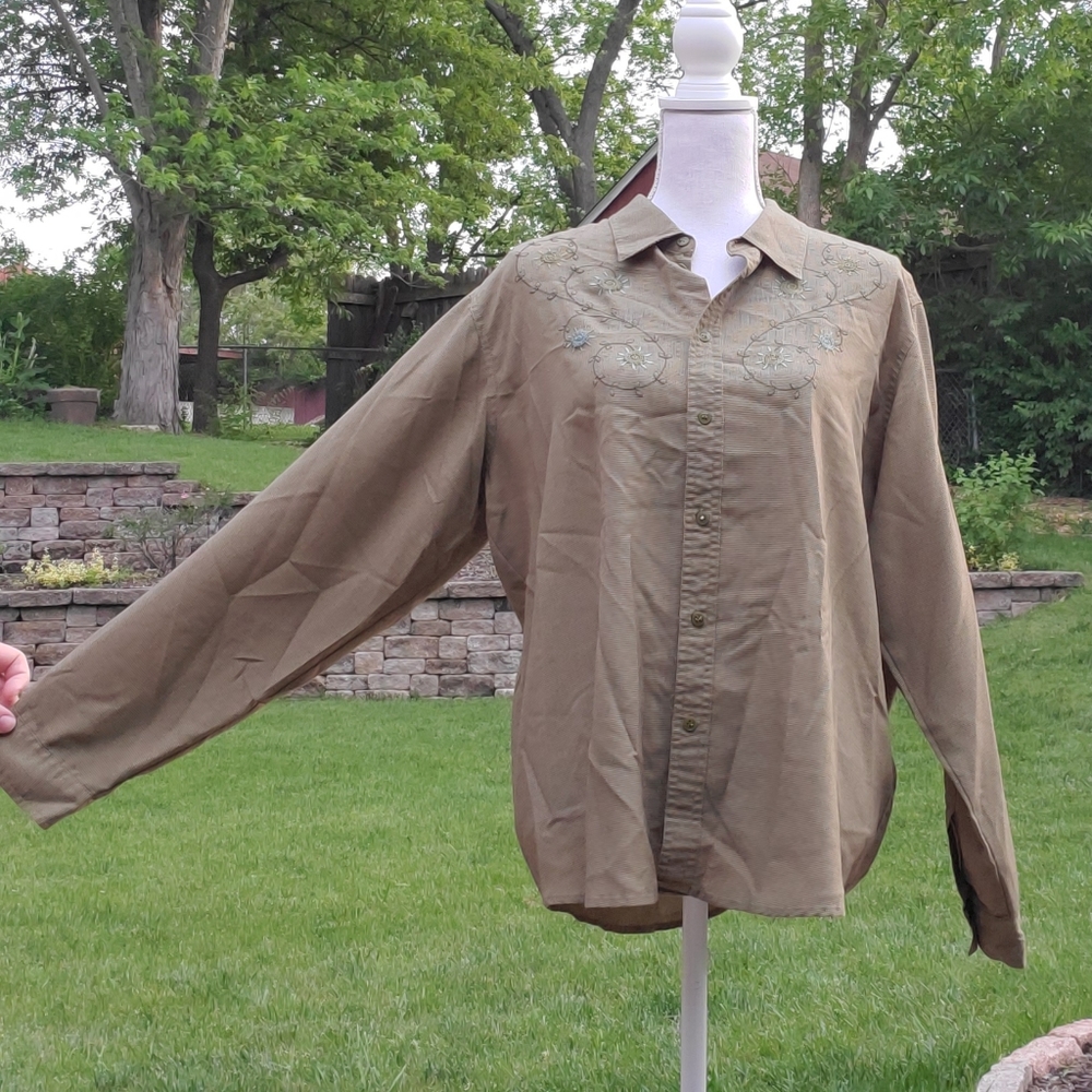 White Stag green gingham button up top XL 16 18 - Picture 5 of 9